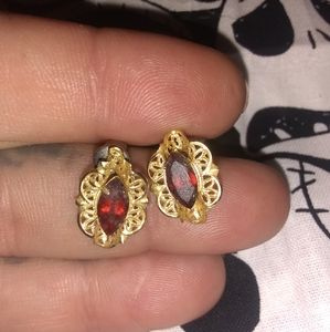 Vintage gold and ruby post earrings